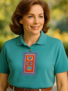 Koret Francisca Womens Small Teal Green Patchwork Polo Shirt Vintage Preppy 80s